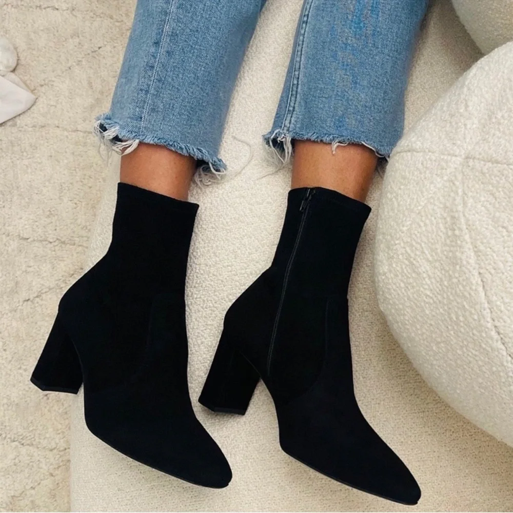 NWOB INEZ Paz 70 Ankle Boots Black Suede Zip Up US 9.5 - Picture 13 of 13